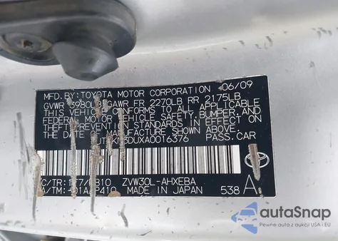 2010 Toyota Prius Ii from USA, damaged, VIN JTDKN3DUXA0016376